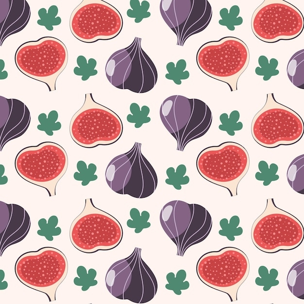 Premium Vector Vector Seamless Pattern With Figs And Leaves Fashion 