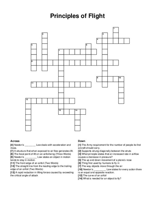 Principles Of Flight Crossword Puzzle