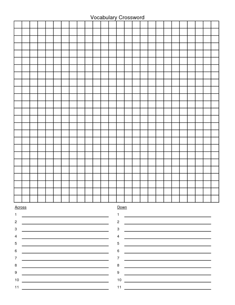 Printable Blank Crossword Puzzle Grid Printable Crossword Puzzles