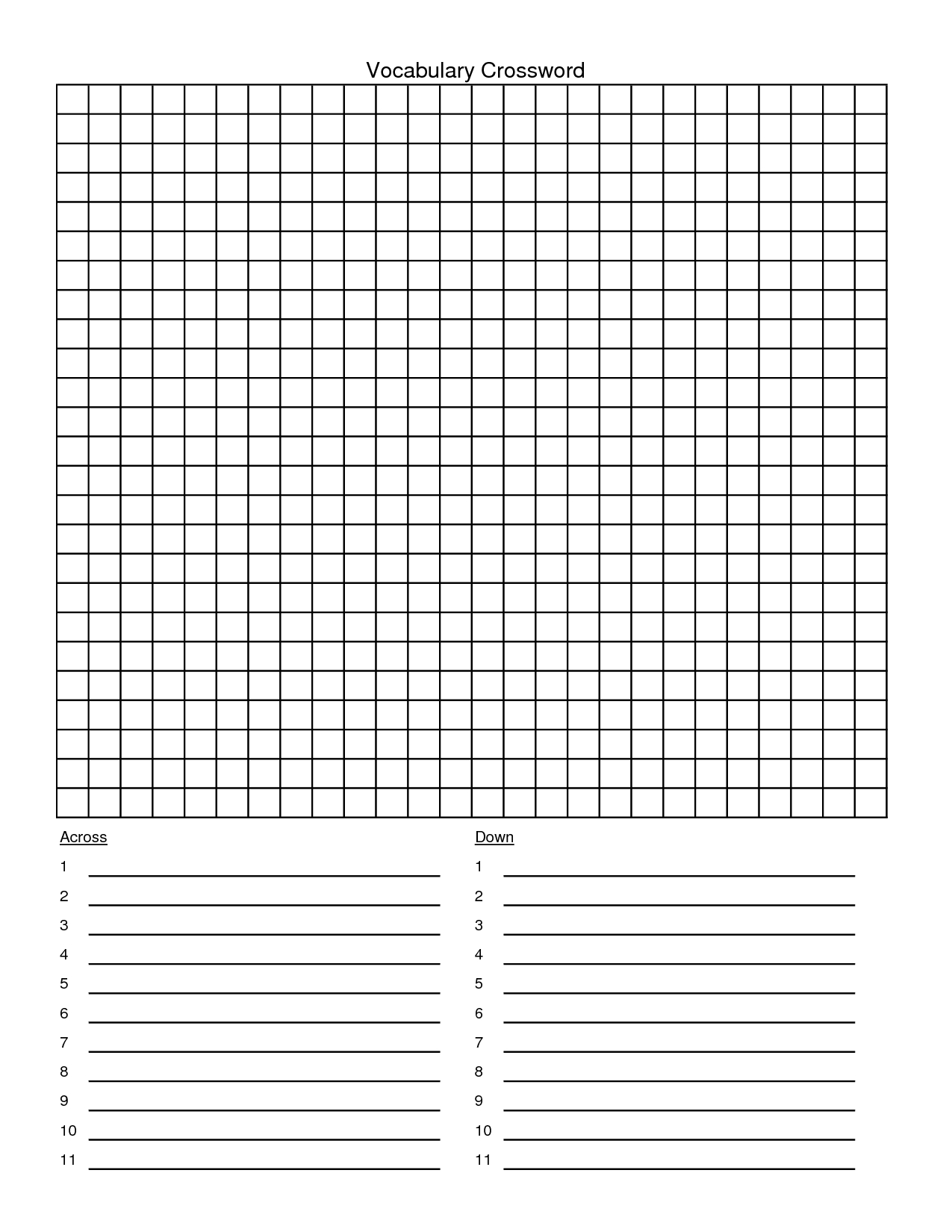 Printable Blank Crossword Puzzle Grid Printable Crossword Puzzles