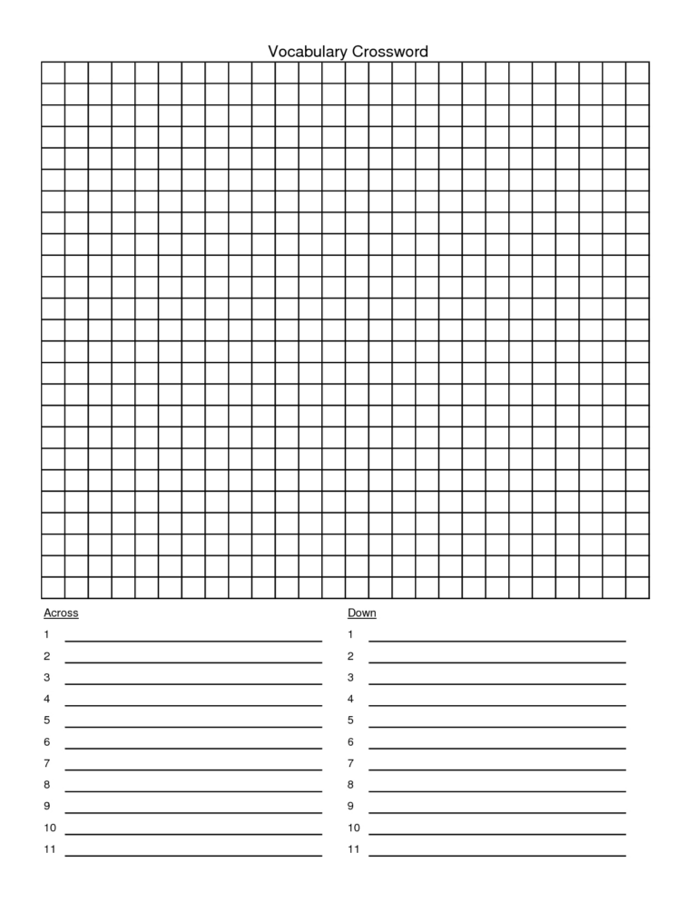 Printable Blank Crossword Puzzle Grid Printable Crossword Puzzles