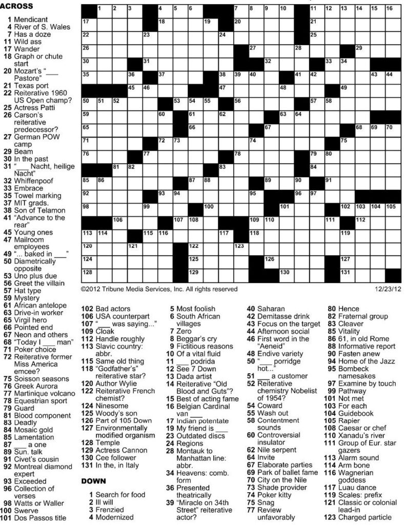 Printable Boston Herald Crossword Printable JD