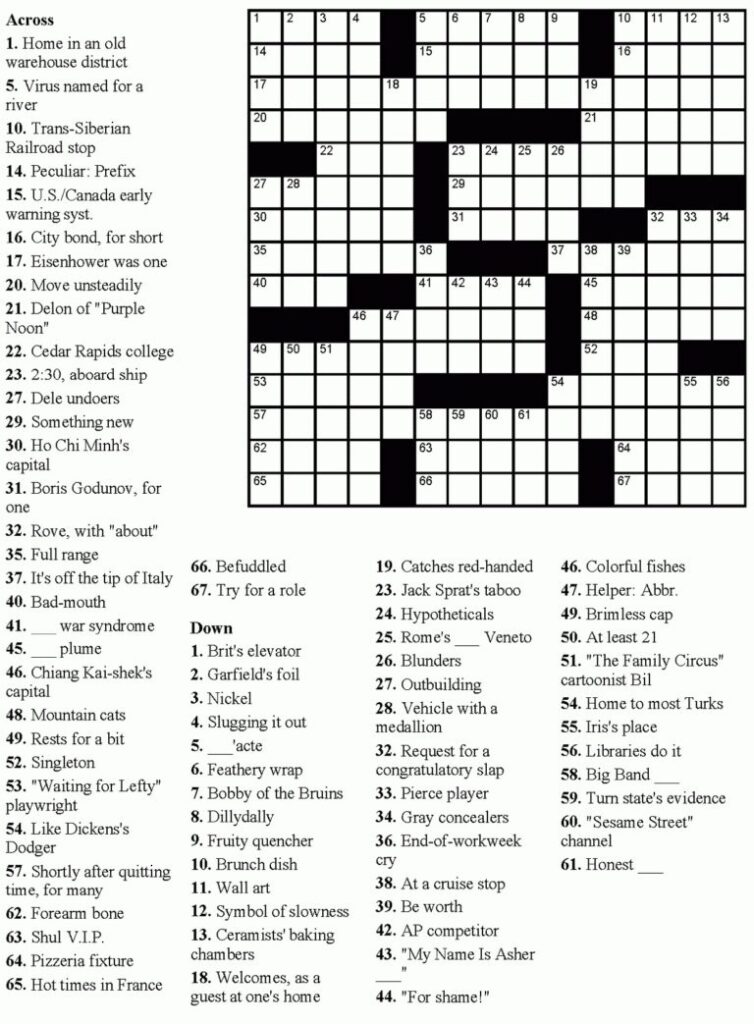 Printable Boston Herald Crossword Printable JD