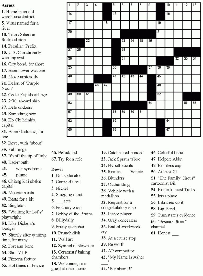 Printable Boston Herald Crossword Printable JD