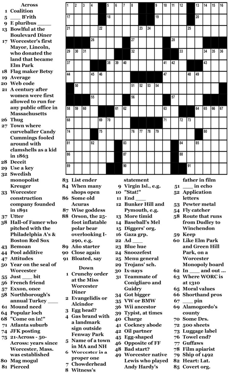 Printable Boston Herald Crossword Puzzle Printable JD