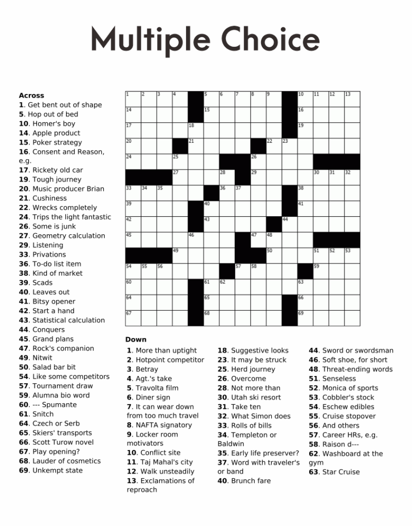 Printable Cross Word Puzzles