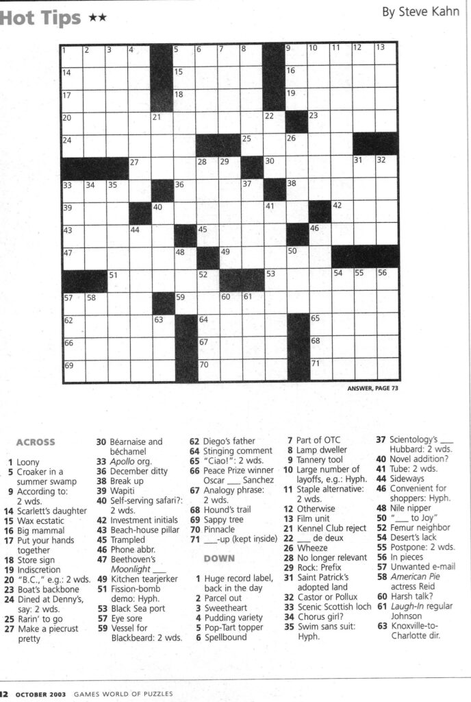 Printable Crossword Clue Printable Crossword Puzzles