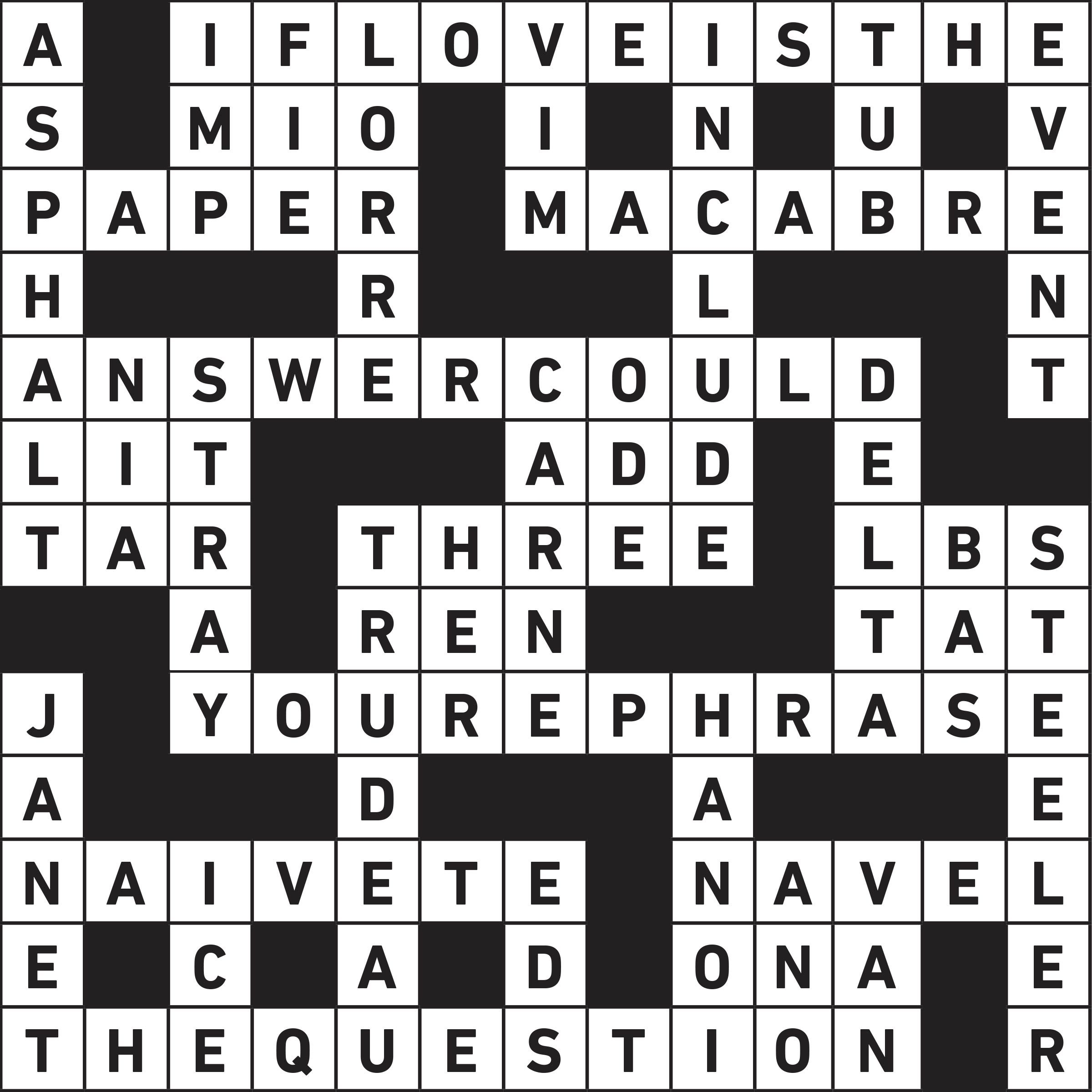 Printable Crossword Puzzles with Answers Reader s Digest