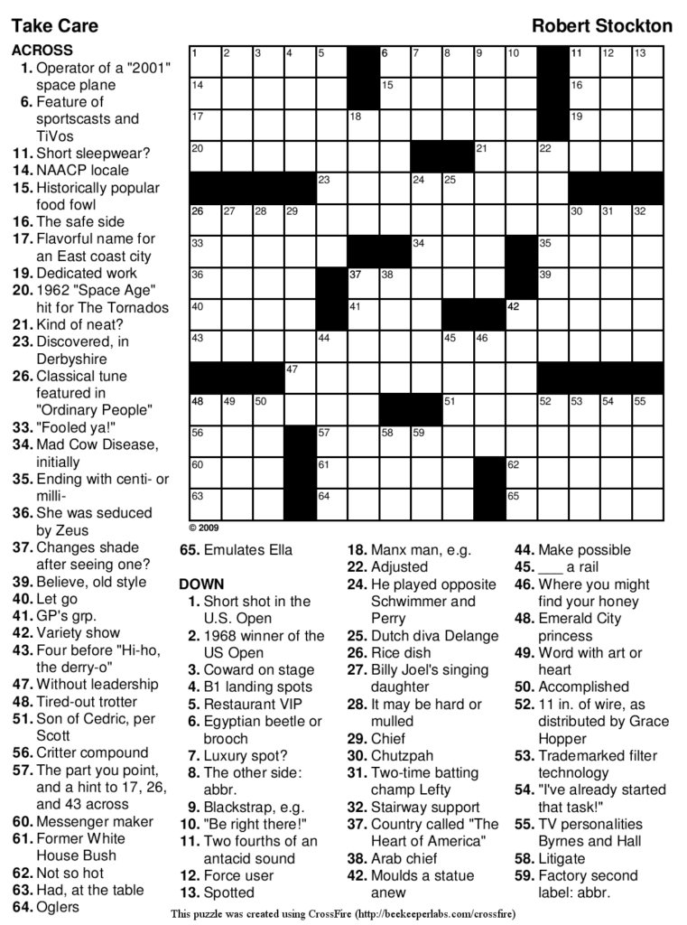 Printable Crosswords With Answer Sheet Printable Crossword Puzzles