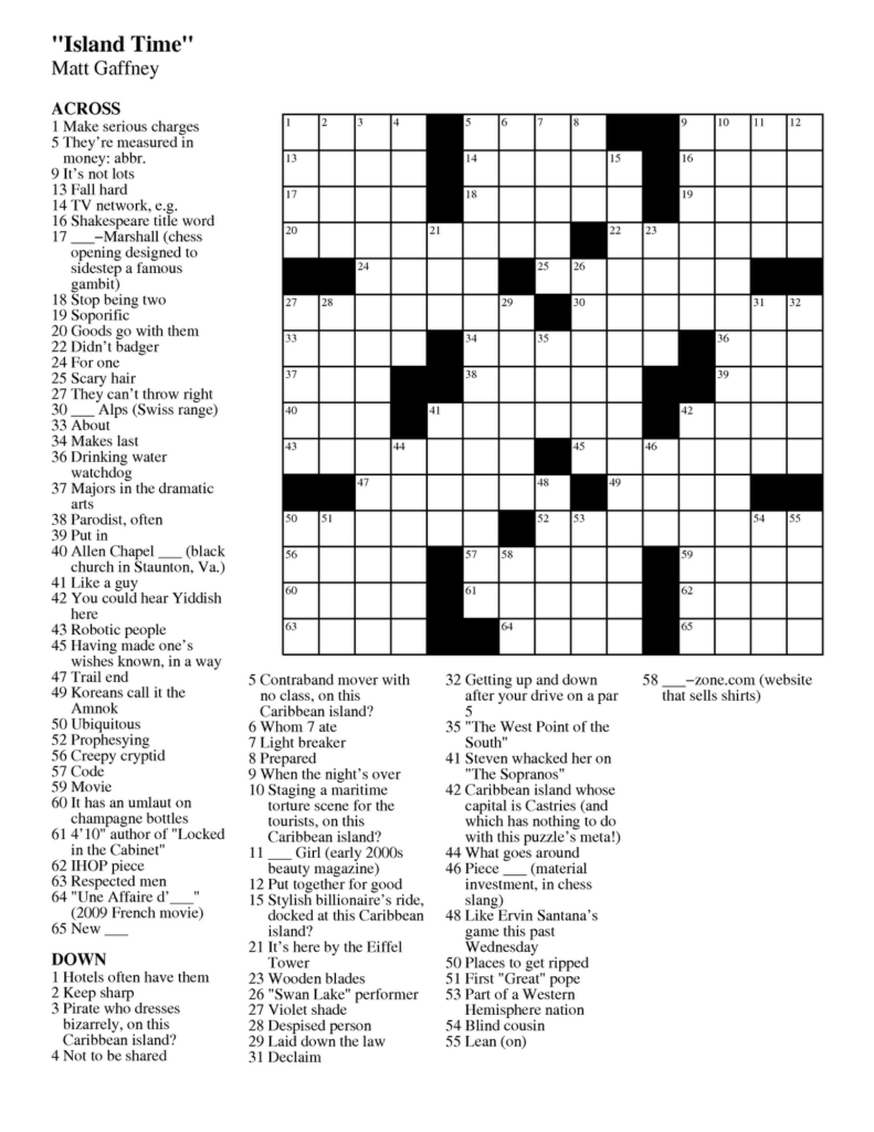 Printable Daily Commuter Crossword Puzzles