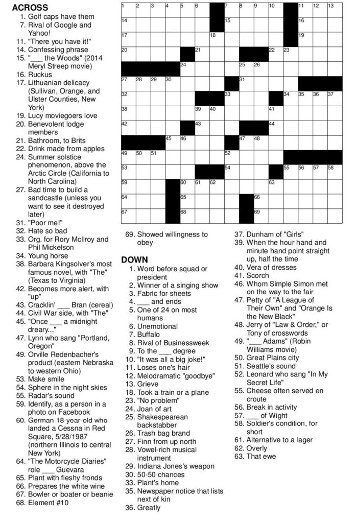 Printable Frank Longo Crossword Puzzles Free Printable JD