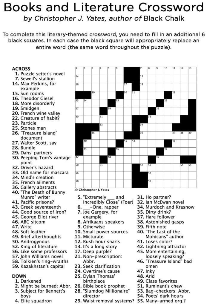 Printable Literature Crossword Puzzles Printable Crossword Puzzles