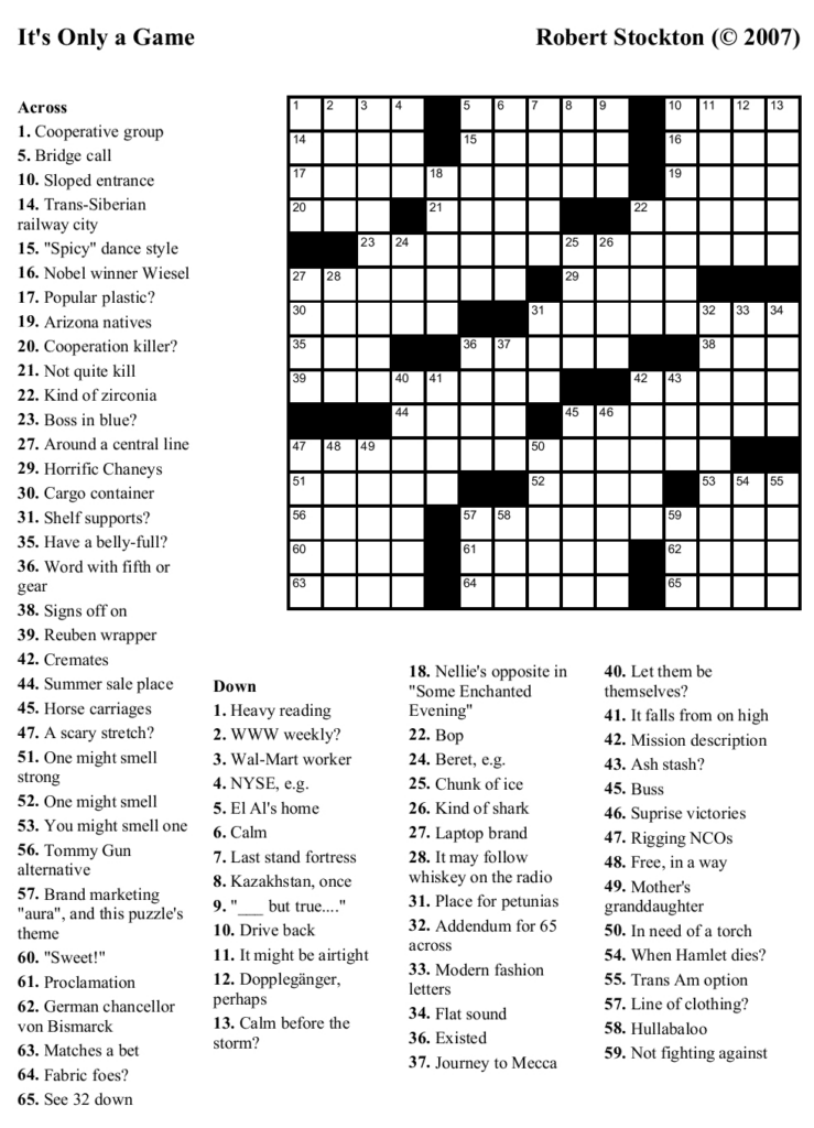 Printable March Crossword Puzzles Printable Crossword Puzzles