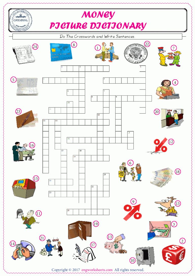 Printable Money Crossword Puzzle Printable Crossword Puzzles