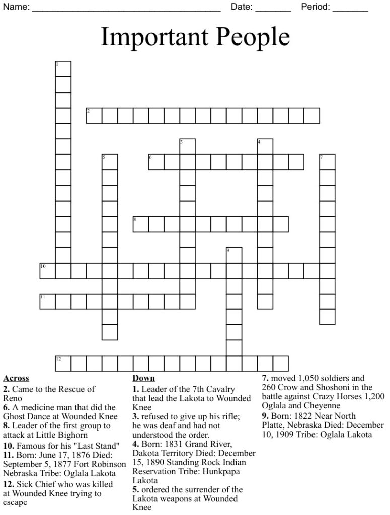 Printable People Crossword Puzzle Printable JD