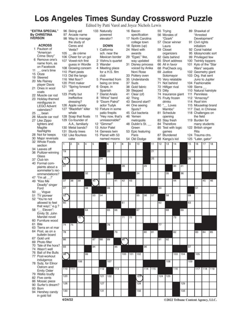 Printable Sunday Crossword Puzzles Free Printable JD