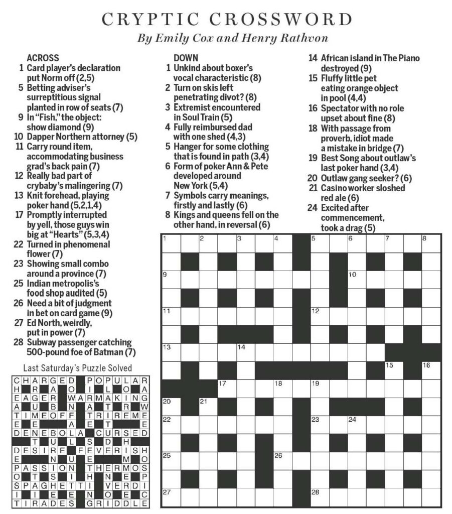 Printable Thomas Joseph Crossword Puzzle For Today Printable Word 