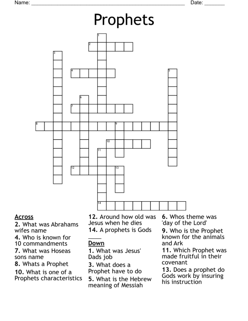 Prophets Crossword WordMint