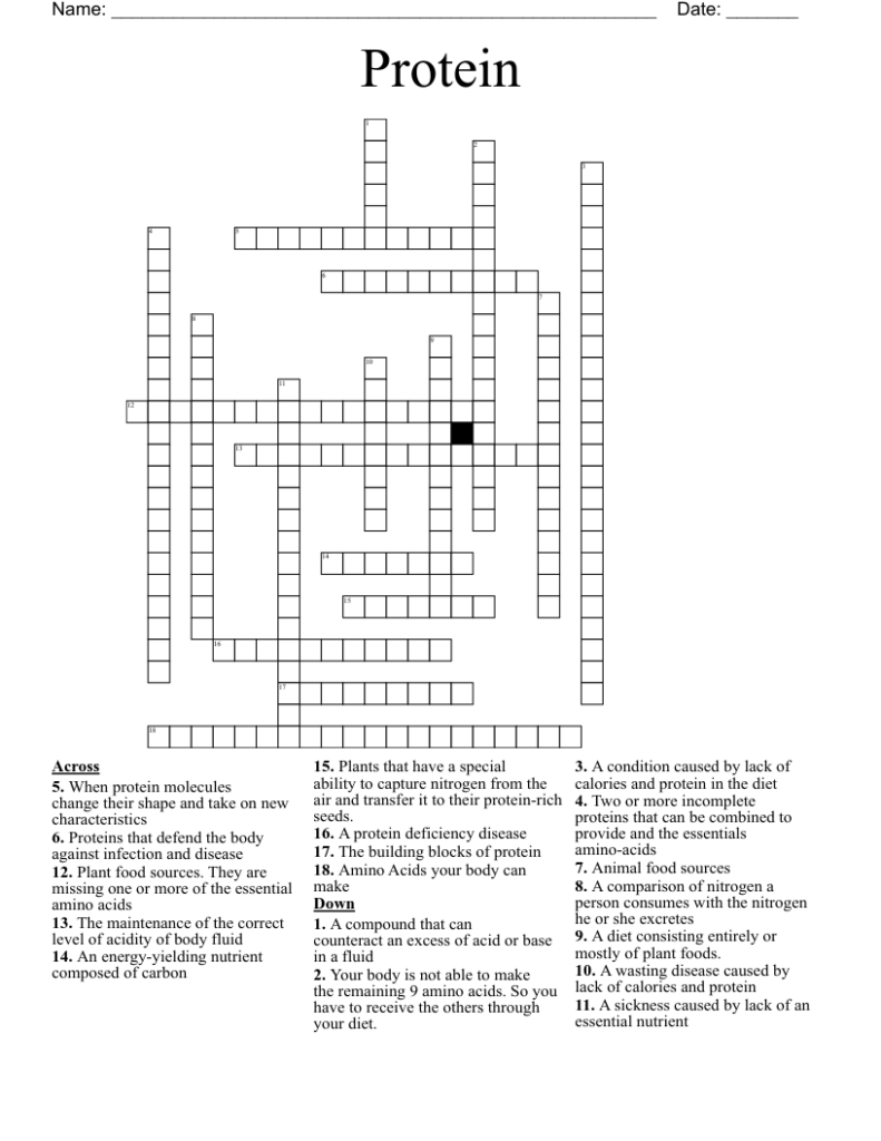 Protein Crossword WordMint