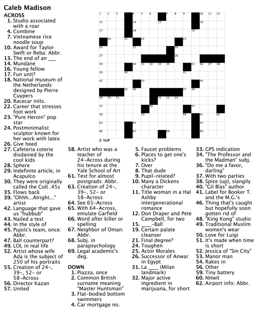 Puzzling Art Another Yale UP Art Architecture Themed Crossword 