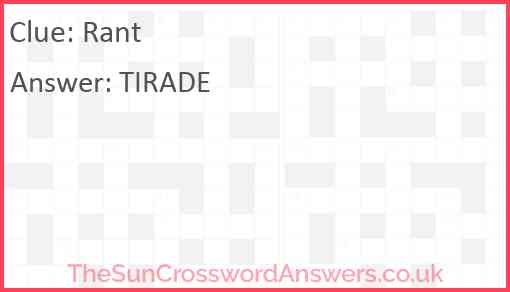 Rant Crossword Clue TheSunCrosswordAnswers co uk