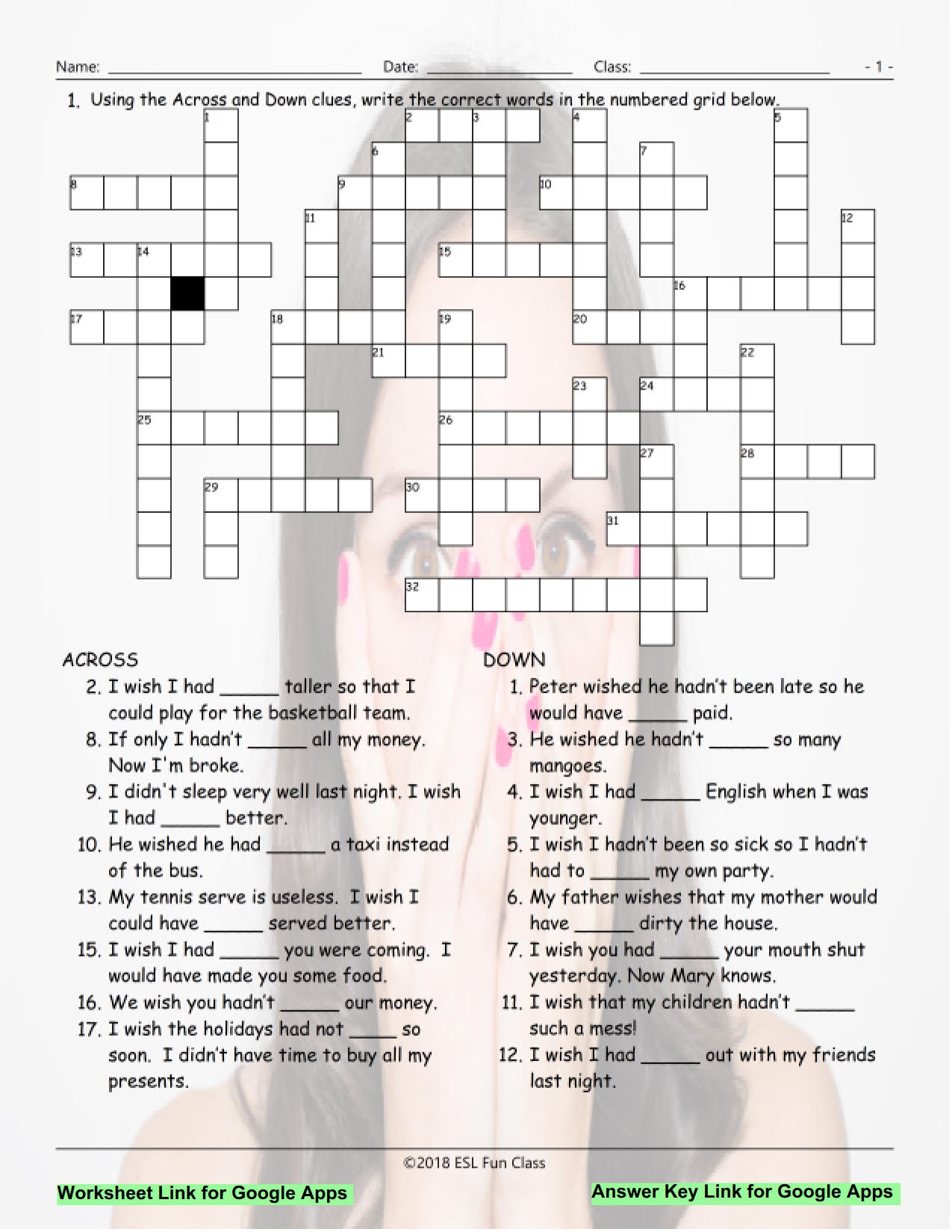 Regret Modal Verbs Interactive Crossword Puzzle For Google Apps