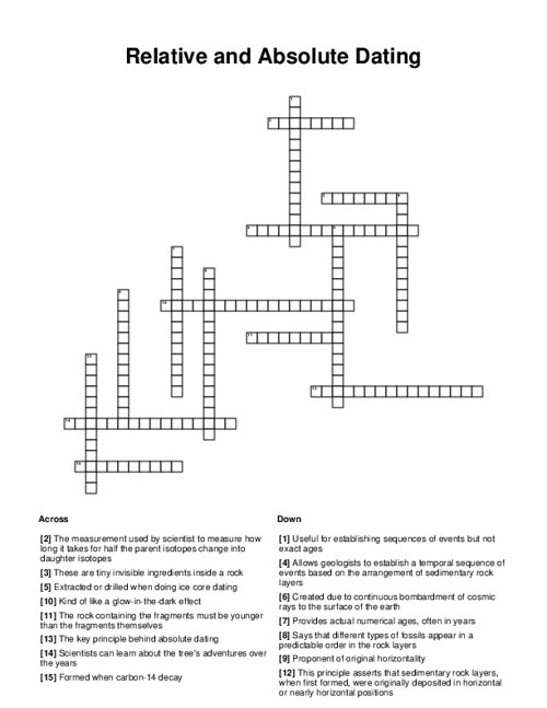 Relative And Absolute Dating Crossword Puzzle