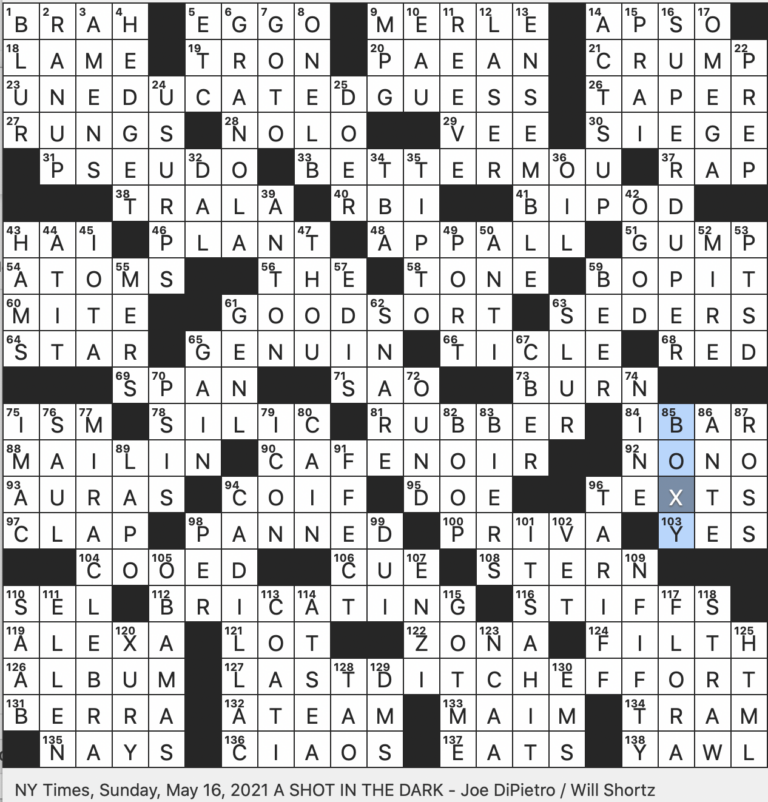 Rex Parker Does The NYT Crossword Puzzle Loud Thudding Sound SUN 5 