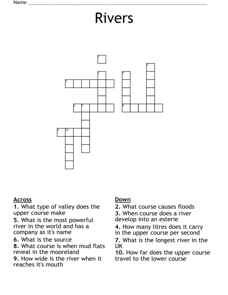 Rivers Crossword WordMint