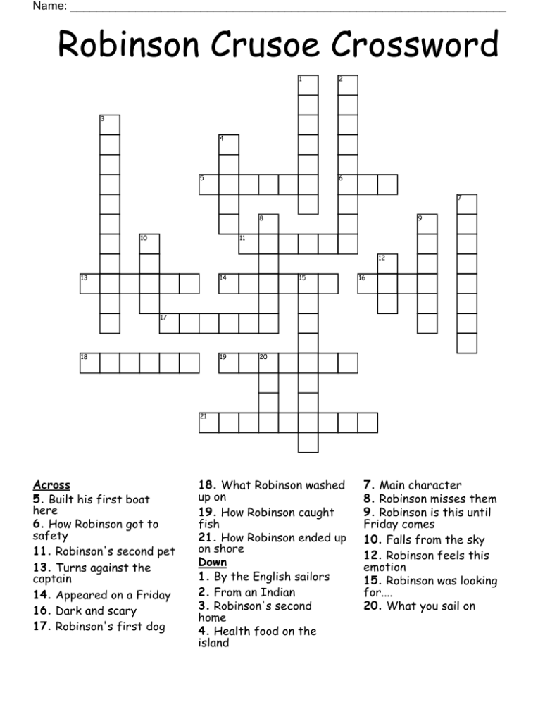 Robinson Crusoe Crossword WordMint