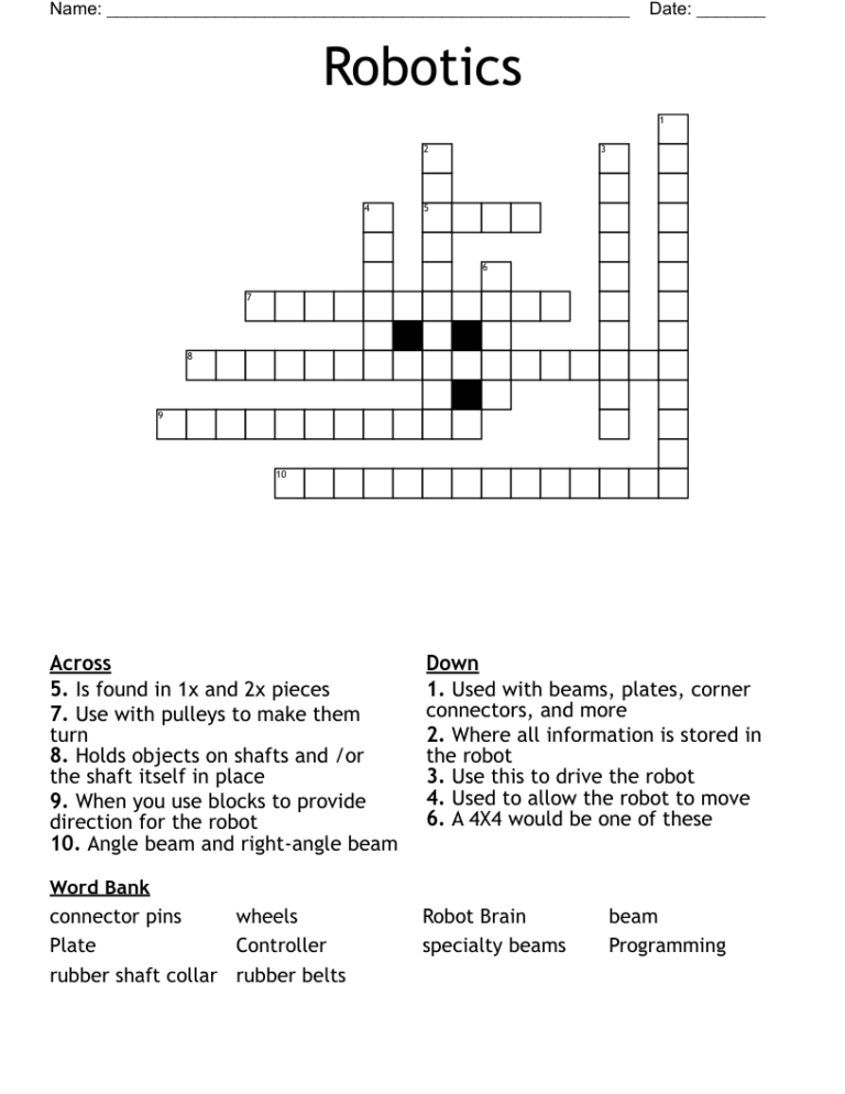 Robotics Crossword WordMint