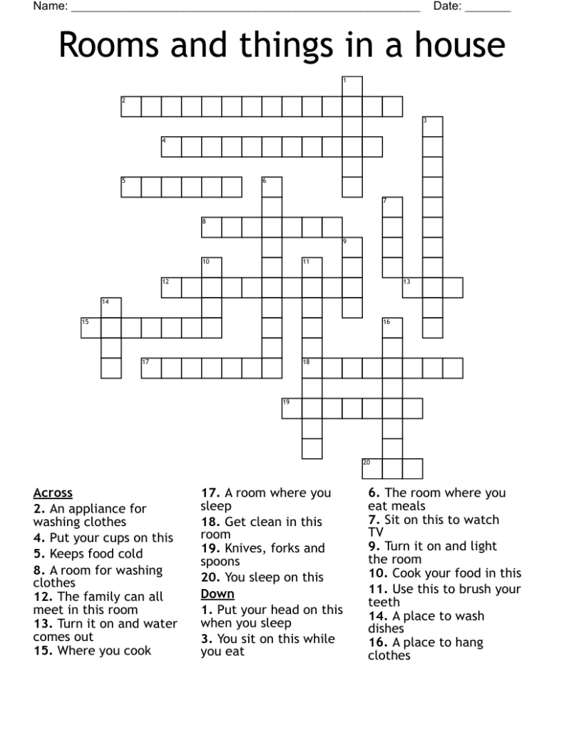 Rooms And Things In A House Crossword WordMint