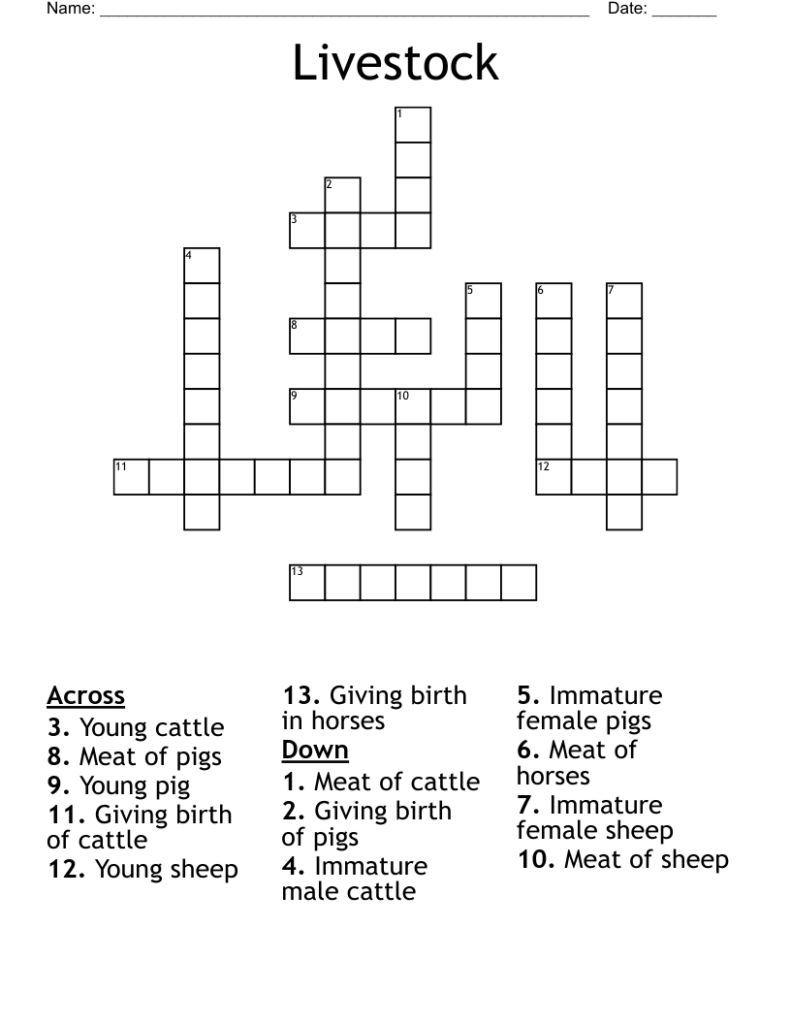 Round Up As Cattle Crossword Prntbl concejomunicipaldechinu gov co