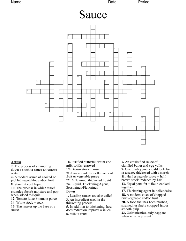 Sauce Crossword WordMint