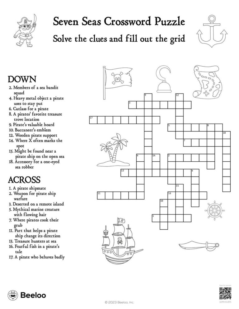 Seven Seas Crossword Puzzle Beeloo Printable Crafts And Activities 