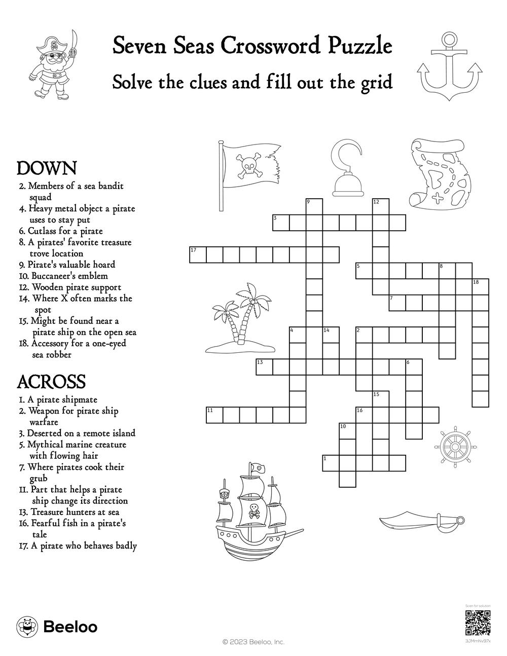 Seven Seas Crossword Puzzle Beeloo Printable Crafts And Activities