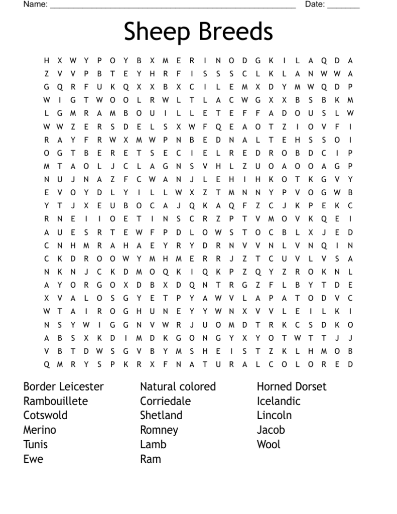 Sheep Crossword WordMint