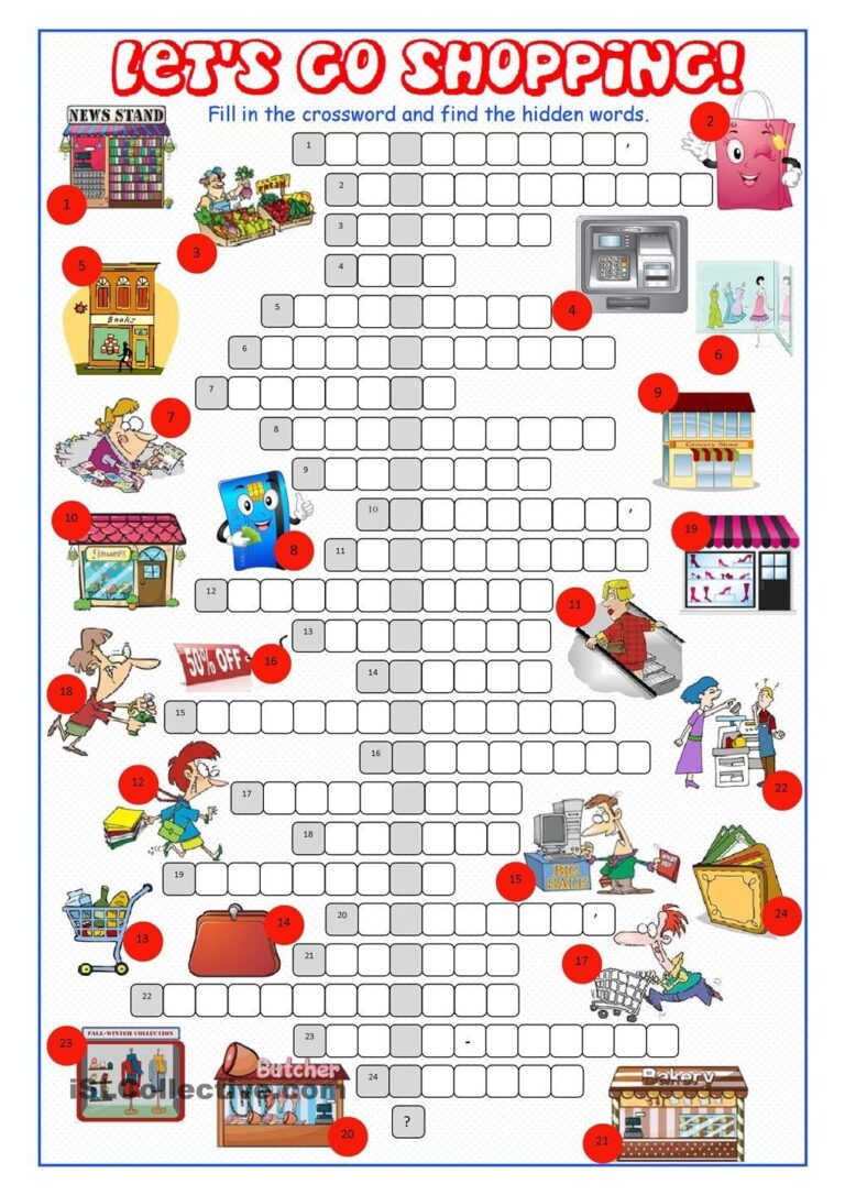 Shopping Crossword Puzzle Word Puzzles For Kids Puzzles For Kids 