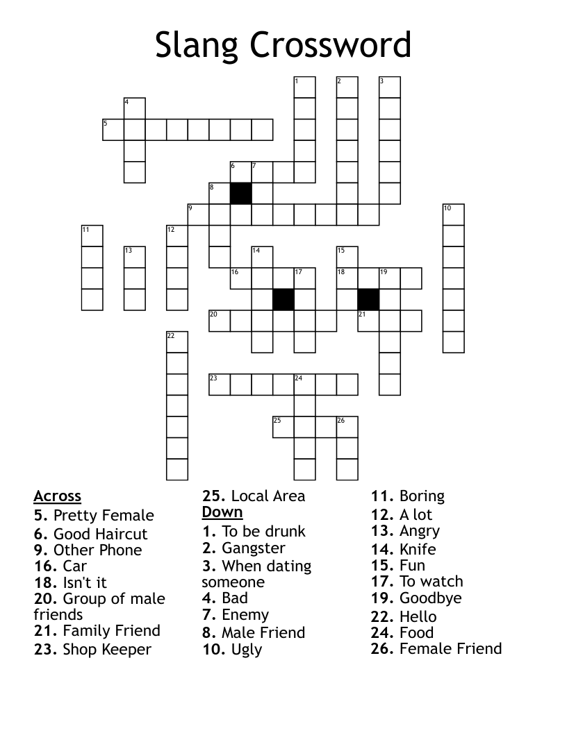 Slang Crossword WordMint