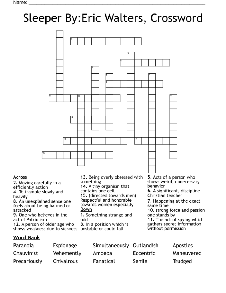 Sleeper By Eric Walters Crossword WordMint