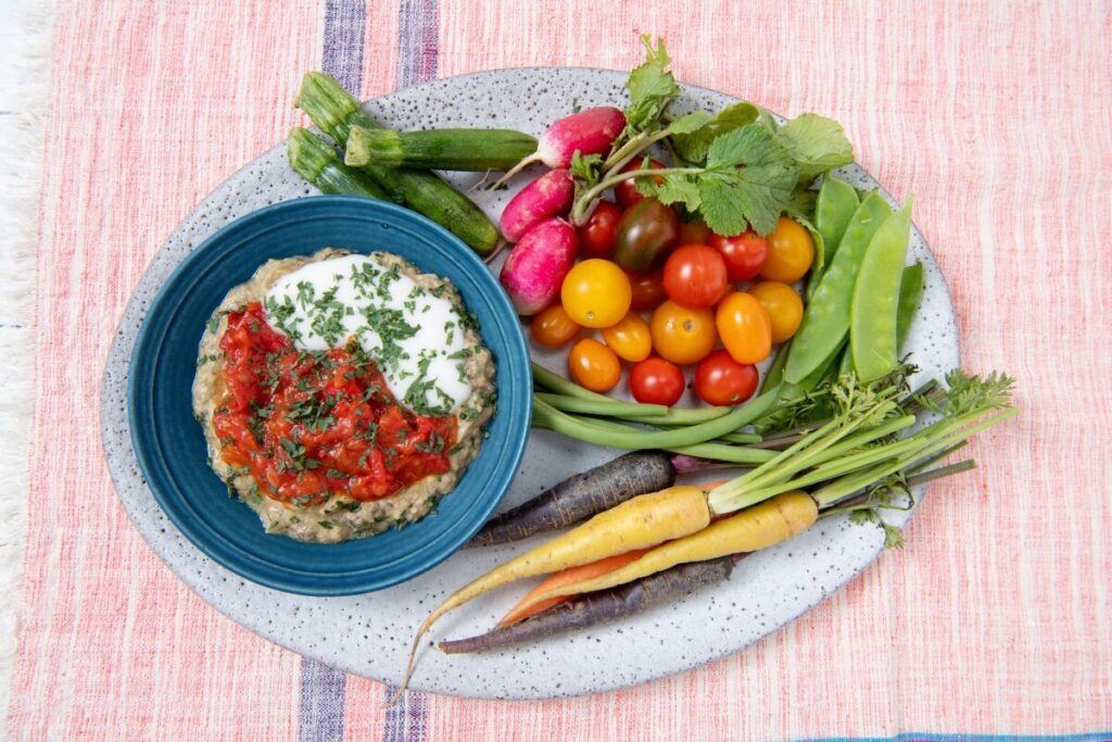 Smoky Eggplant Dip With Tomato Chutney And Coconut Yogurt Los Angeles 