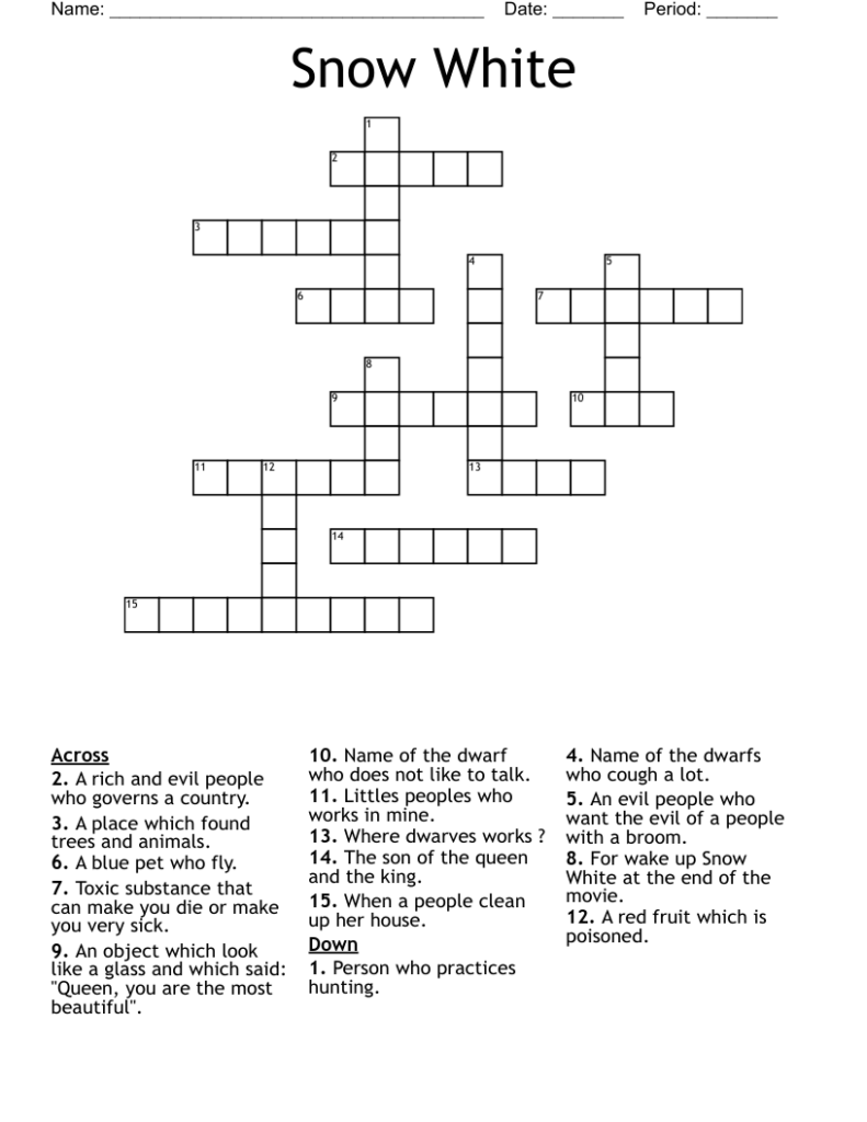 Snow White Crossword WordMint