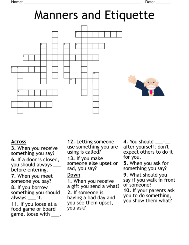 Social Skills Crossword WordMint