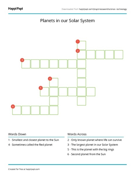 Solar System Crossword Puzzle