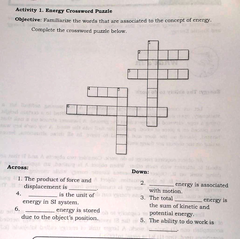 SOLVED Activity 1 Energy Crossword Puzzle Activity 1 Energy 