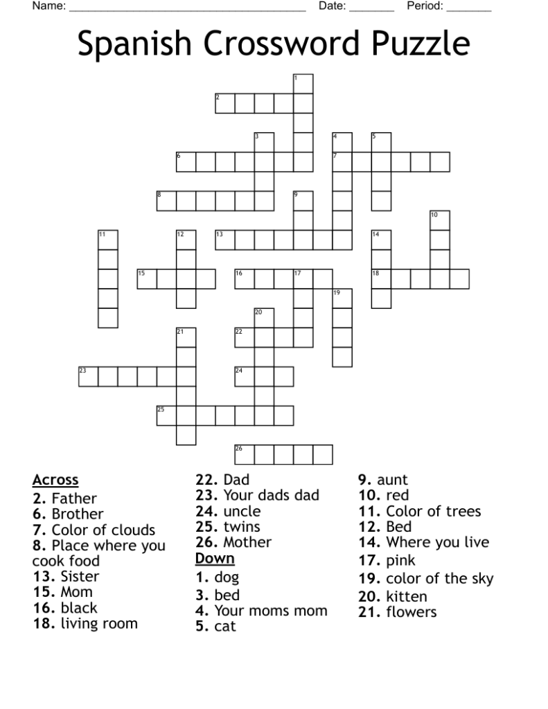 Spanish Crossword Puzzle WordMint