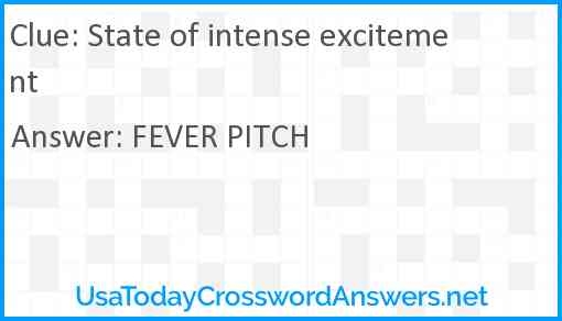 State Of Intense Excitement Crossword Clue UsaTodayCrosswordAnswers