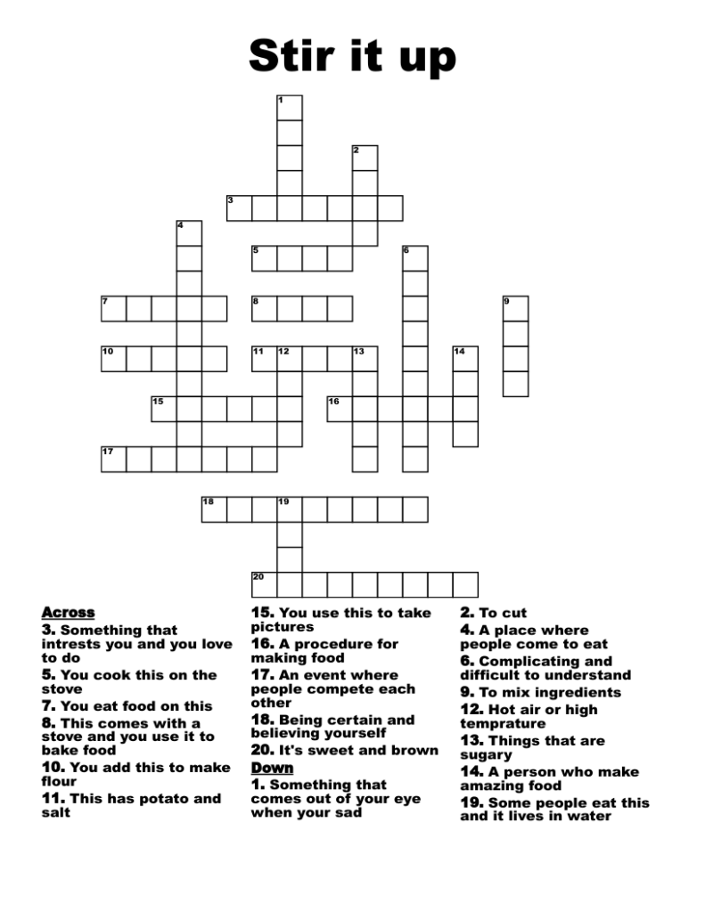 Stir It Up Crossword WordMint