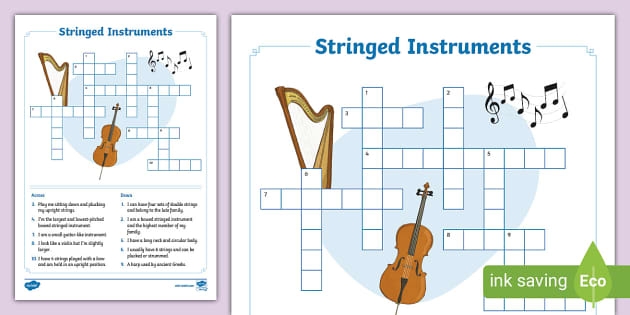 Stringed Instruments Crossword Twinkl