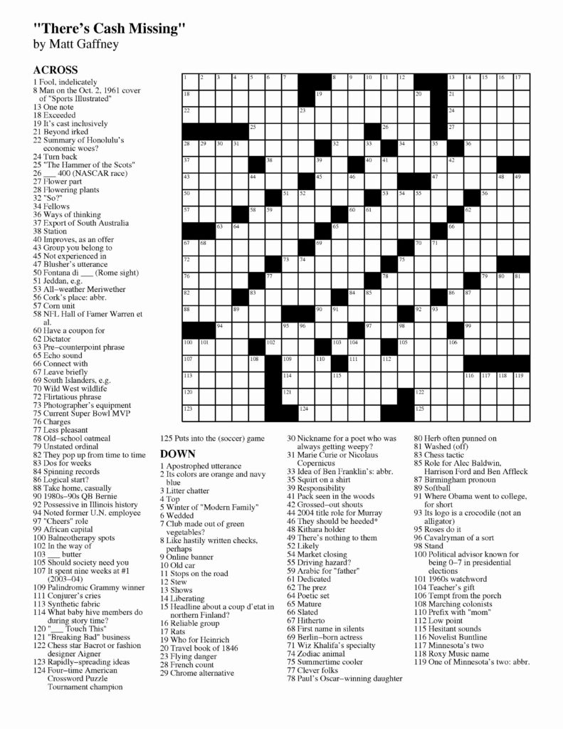 Sunday Crossword Printable